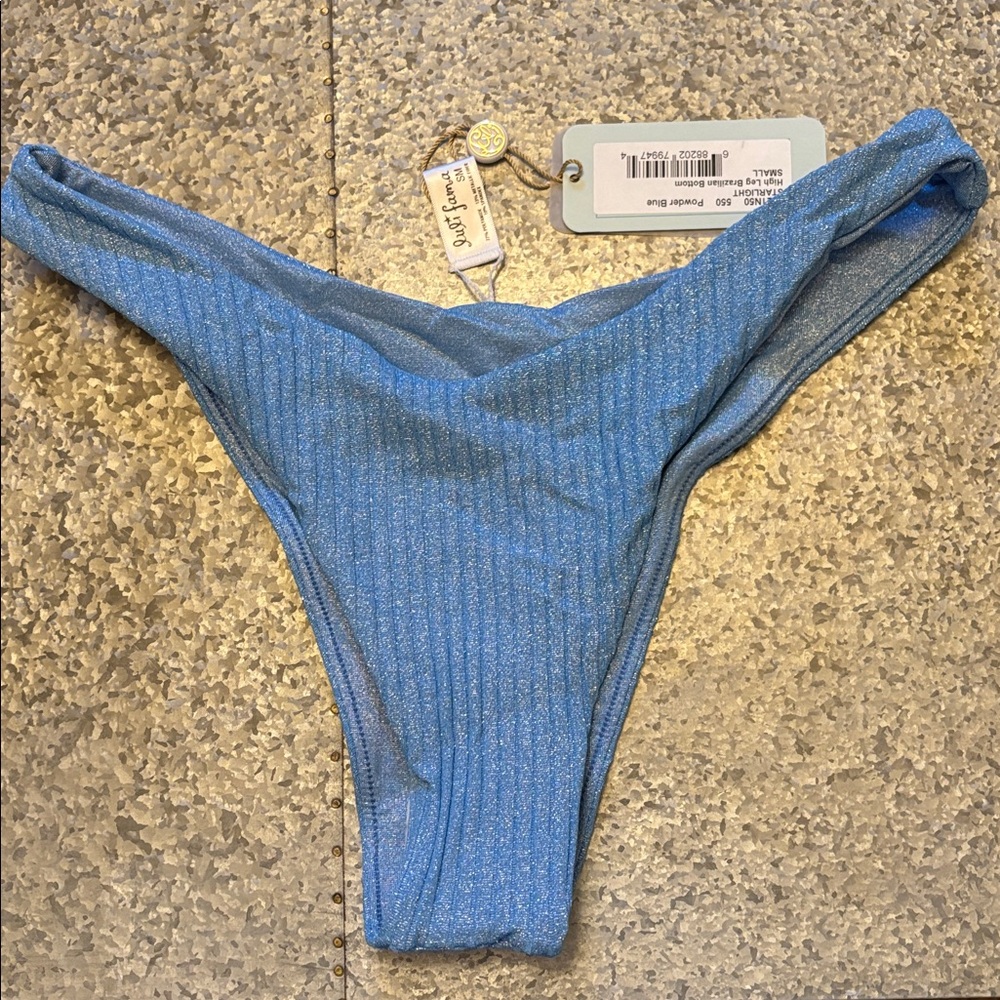 NWT Luli Fama Women’s Sz S Bikini Bottom Powder Blue MSRP $90